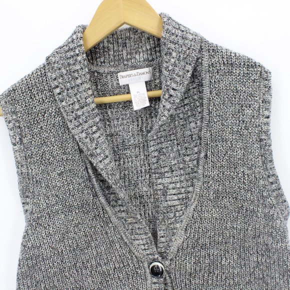 Draper’s & Damon’s Petite Women's Casual Outdoor Gray Sleeveless Knit Vest PL - Picture 2 of 10